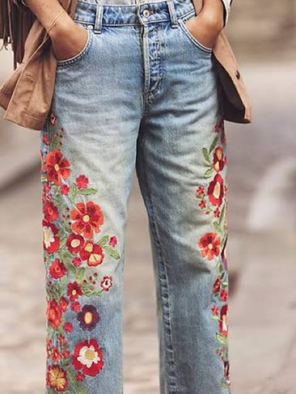 Free People We The Free Willow Floral Embroidered Jeans